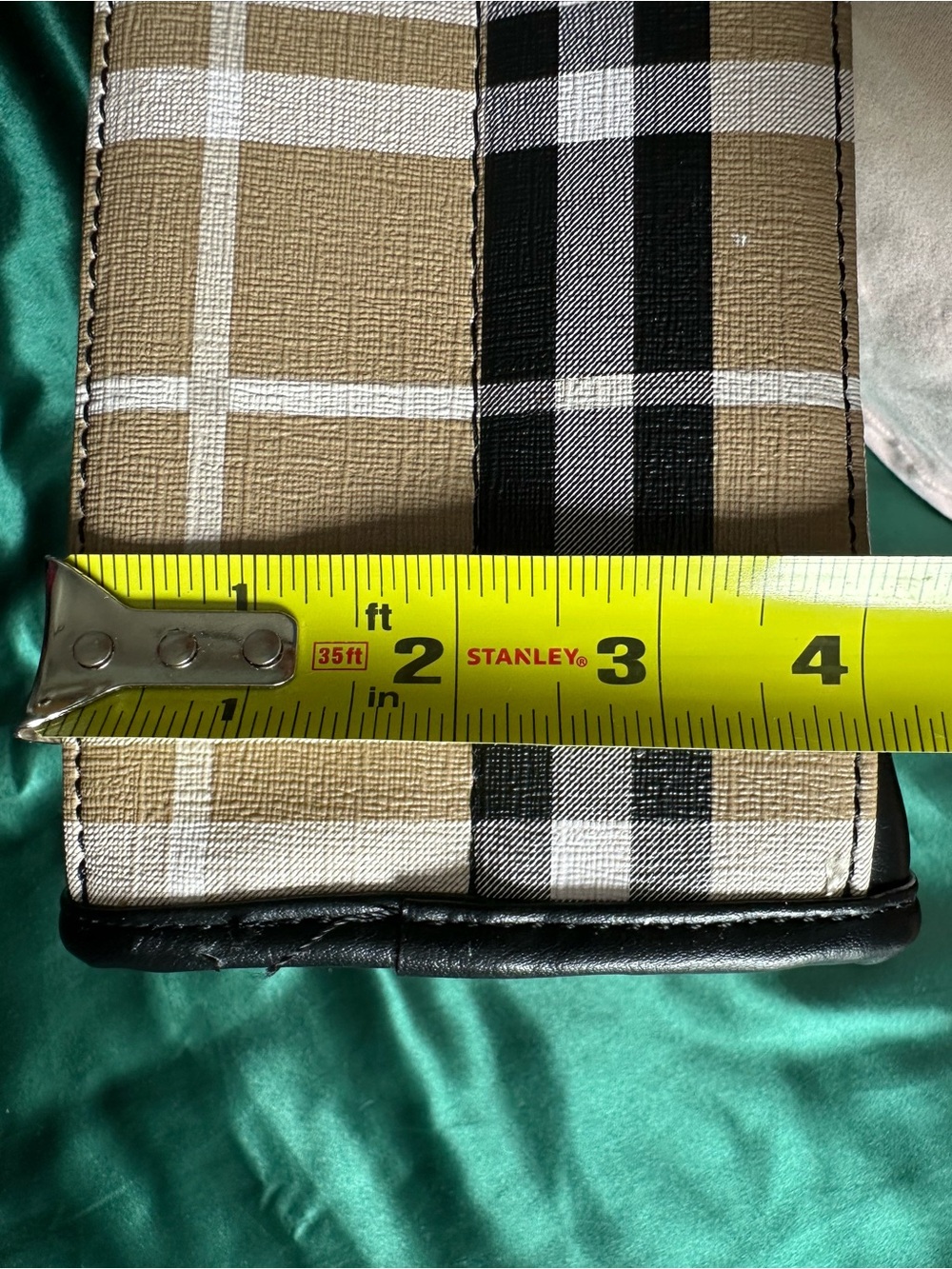Burberry Beige Plaid Satchel with Black Trim and Gold Hardware - Picture 7 of 9